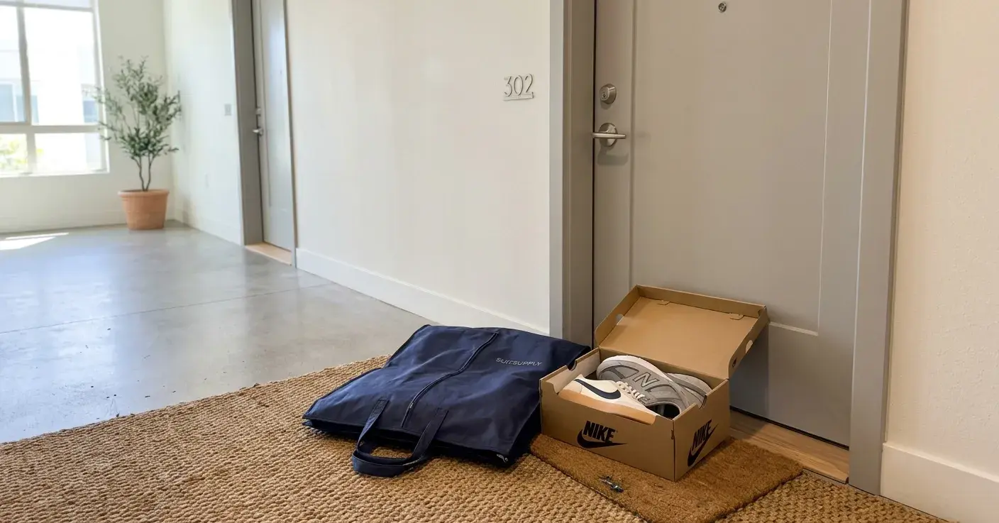 Dry cleaning and shoe cleaning delivered to high-rise apartment door