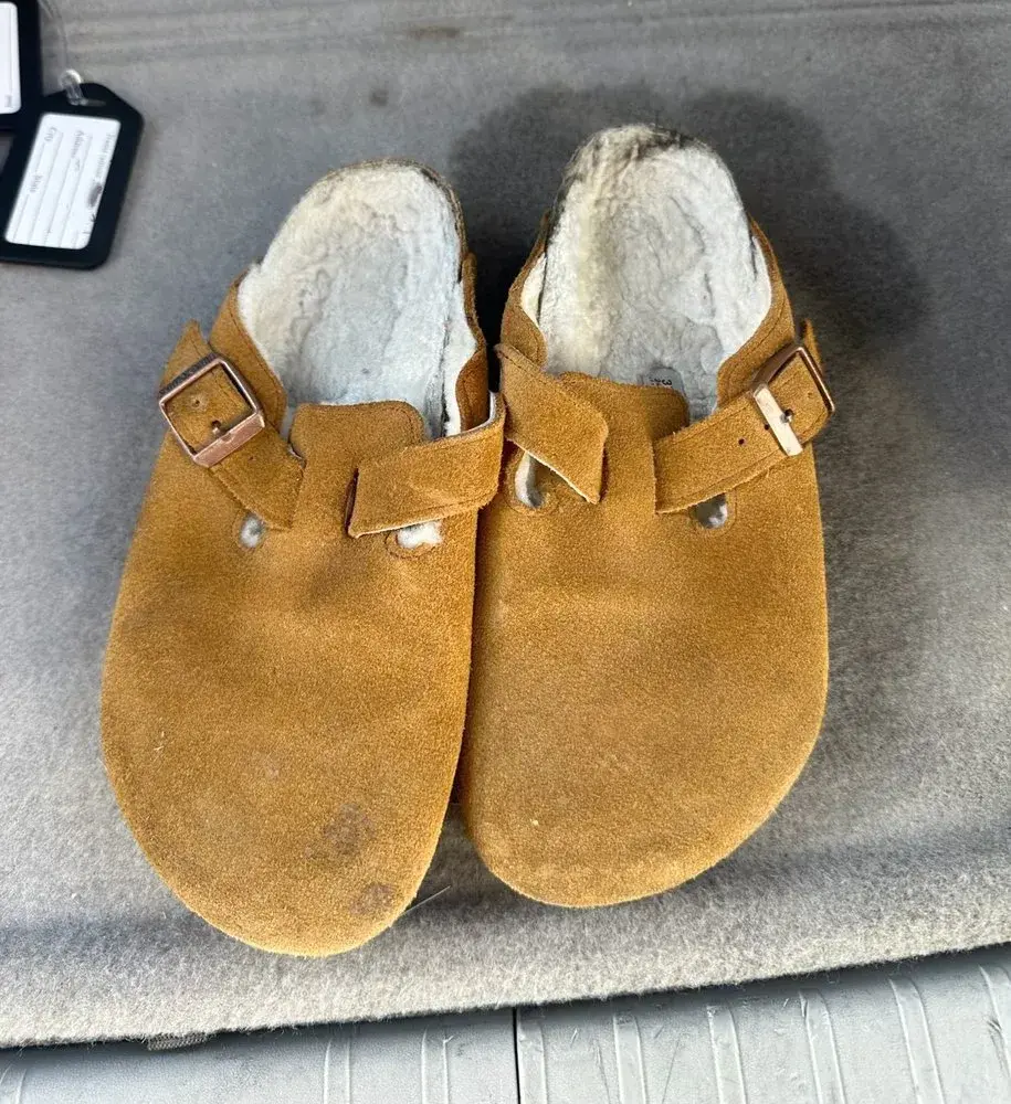 Birkenstock Boston clogs after professional deep cleaning at Baroni Cleaners