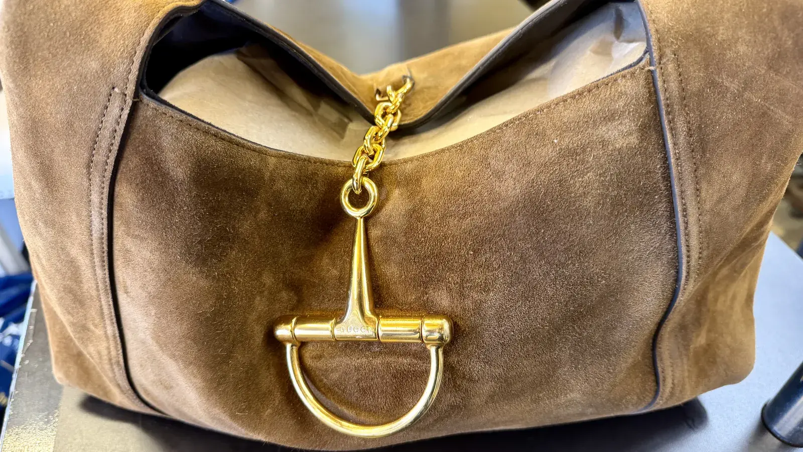 Gucci Bag Cleaning: Removing Oil Stains From a Brown Suede Horsebit Hobo